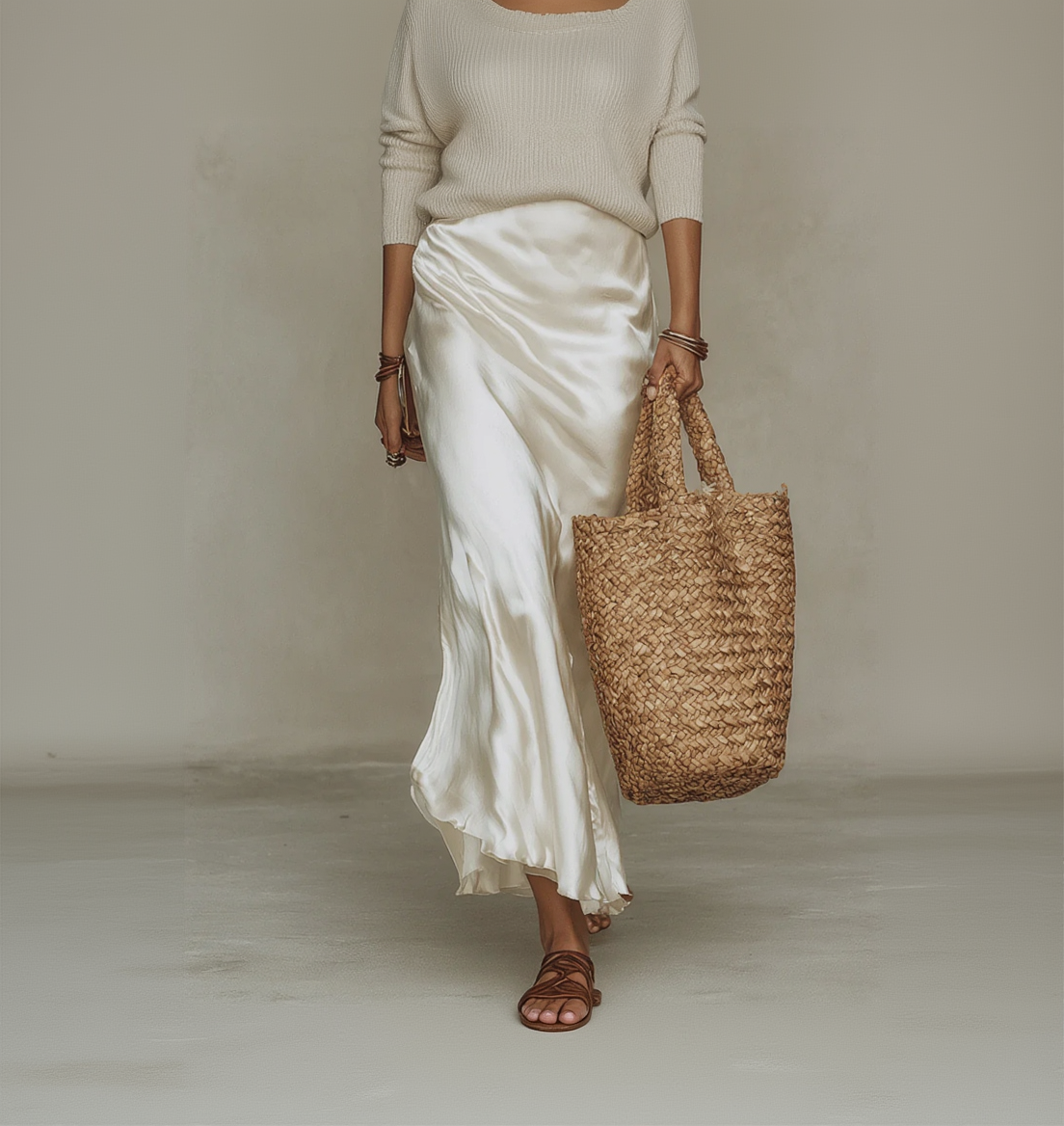 ANTONELLA – Abito Midi Satinato con Maglione Incluso