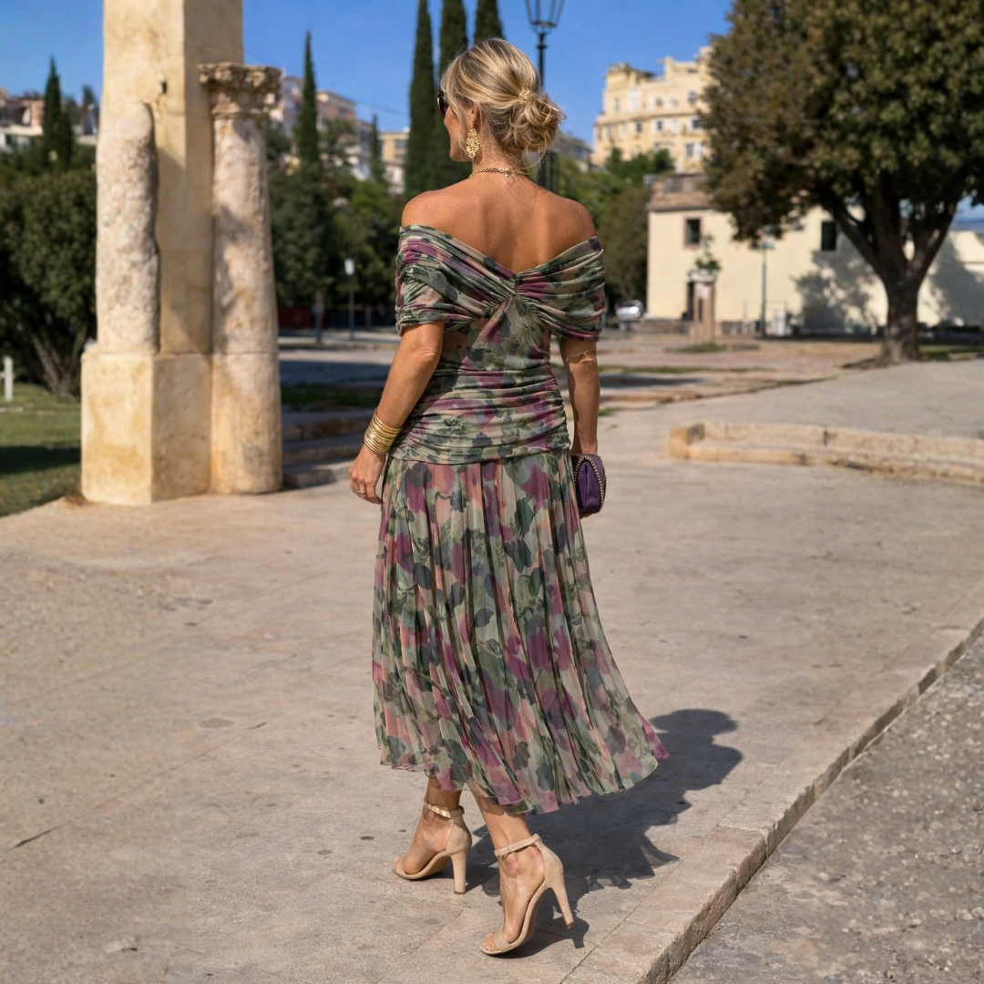 ROSSANA – Vestito Lungo Donna Off Shoulder in Chiffon