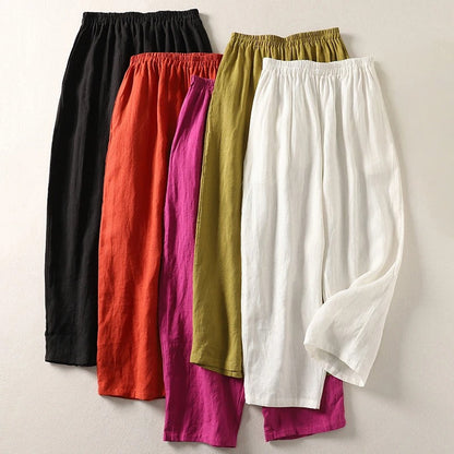 MARGHERITA – Pantaloni Donna a Gamba Larga con Elastico in Vita