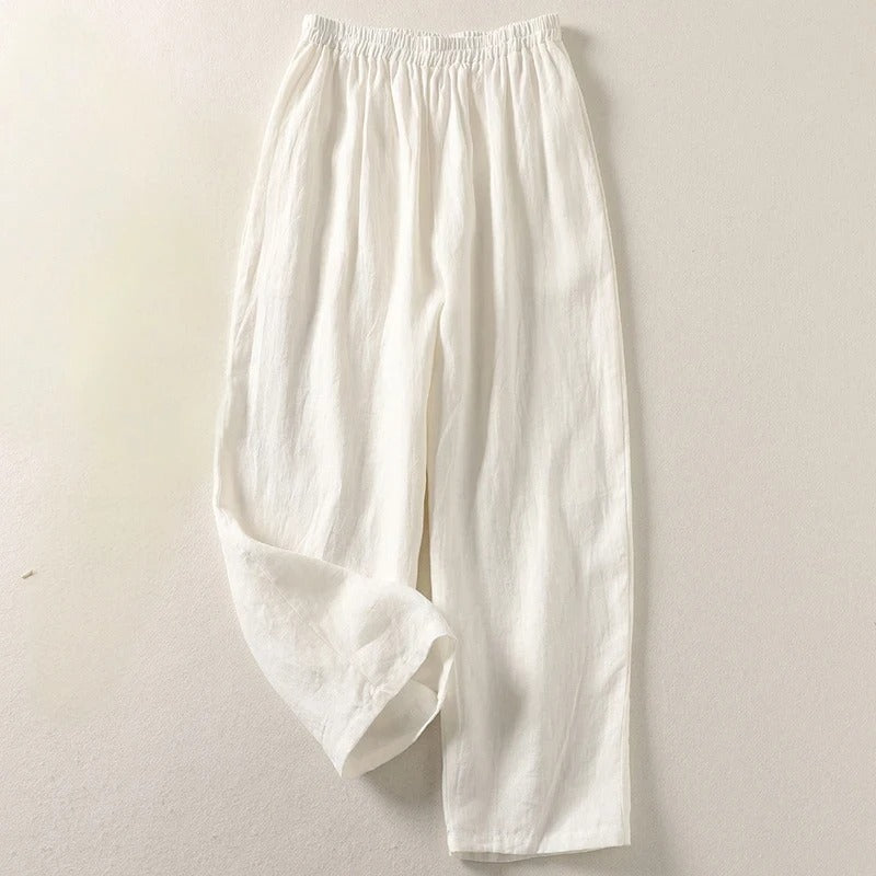 MARGHERITA – Pantaloni Donna a Gamba Larga con Elastico in Vita