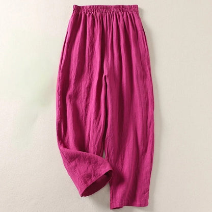 MARGHERITA – Pantaloni Donna a Gamba Larga con Elastico in Vita