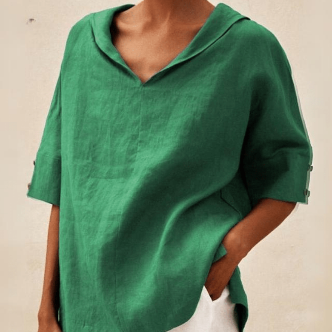 ALESSIA – Blusa Donna Oversize con Colletto a V
