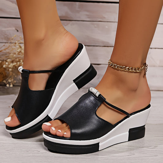 RITA – Sandali Donna con Zeppa in Ecopelle
