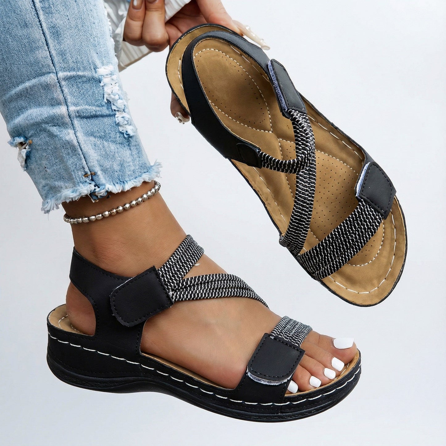 SALERNO – Sandalo Donna con Fasce Elastiche