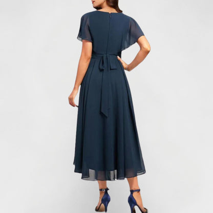 SERENA – Vestito Donna Midi in Chiffon con Gonna Asimmetrica