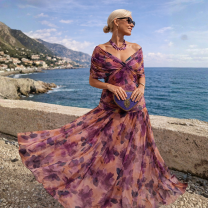 ROSSANA – Vestito Lungo Donna Off Shoulder in Chiffon