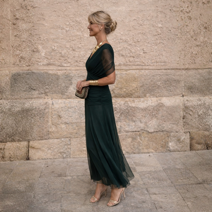ROSSANA – Vestito Lungo Donna Off Shoulder in Chiffon