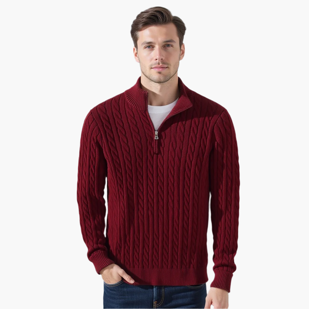 ARMANDO – Maglione Uomo a Trecce con Zip
