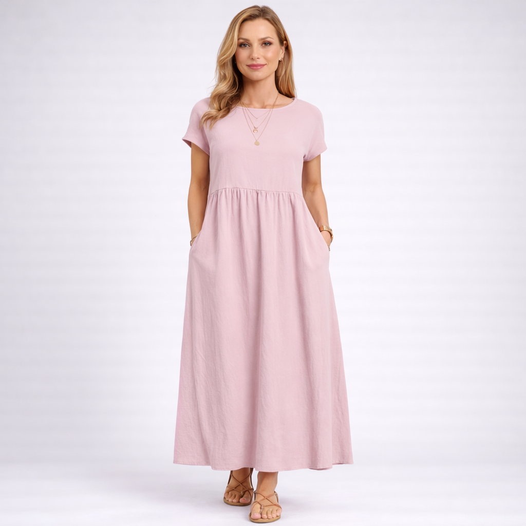 ANNALISA – Vestito Lungo Donna con Vita Arricciata