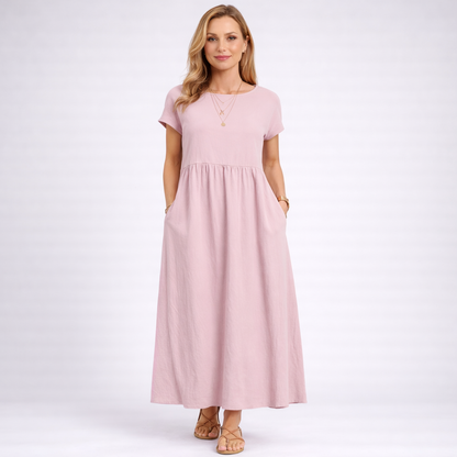 ANNALISA – Vestito Lungo Donna con Vita Arricciata