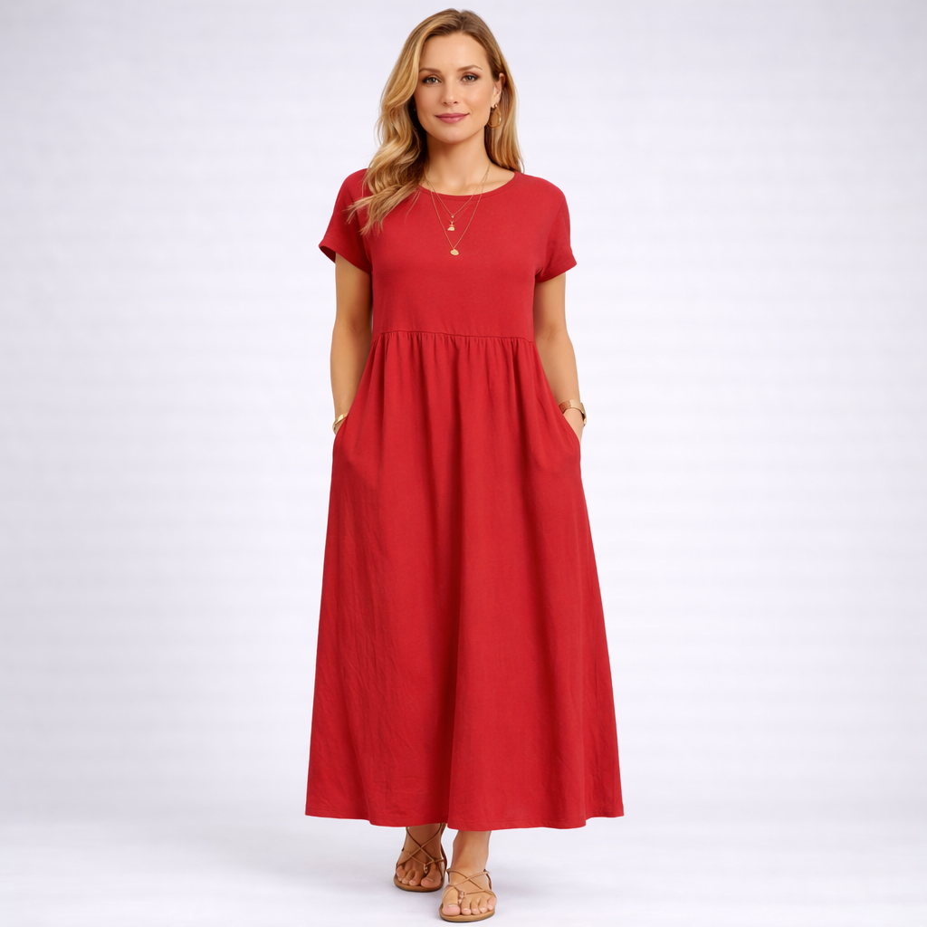 ANNALISA – Vestito Lungo Donna con Vita Arricciata