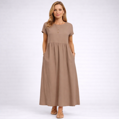 ANNALISA – Vestito Lungo Donna con Vita Arricciata