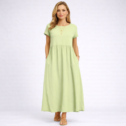 ANNALISA – Vestito Lungo Donna con Vita Arricciata