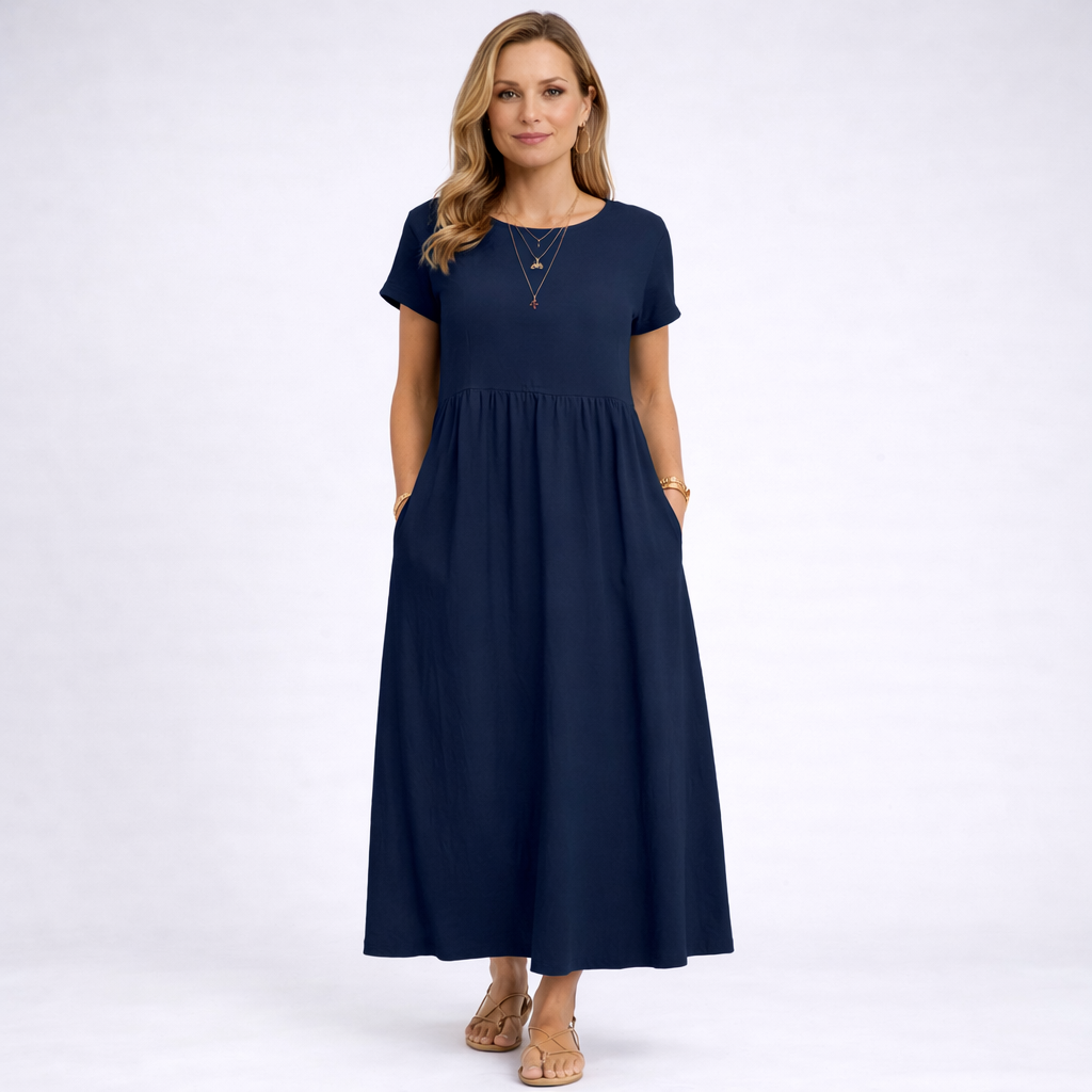 ANNALISA – Vestito Lungo Donna con Vita Arricciata