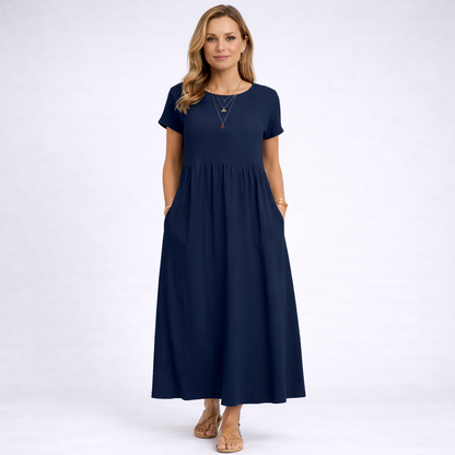 ANNALISA – Vestito Lungo Donna con Vita Arricciata