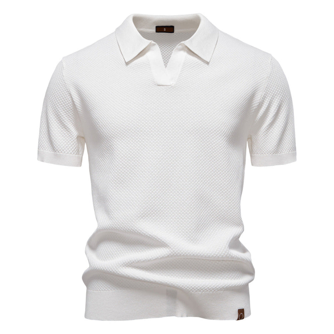 LEONE – Polo Uomo in Maglia Traforata Bianca