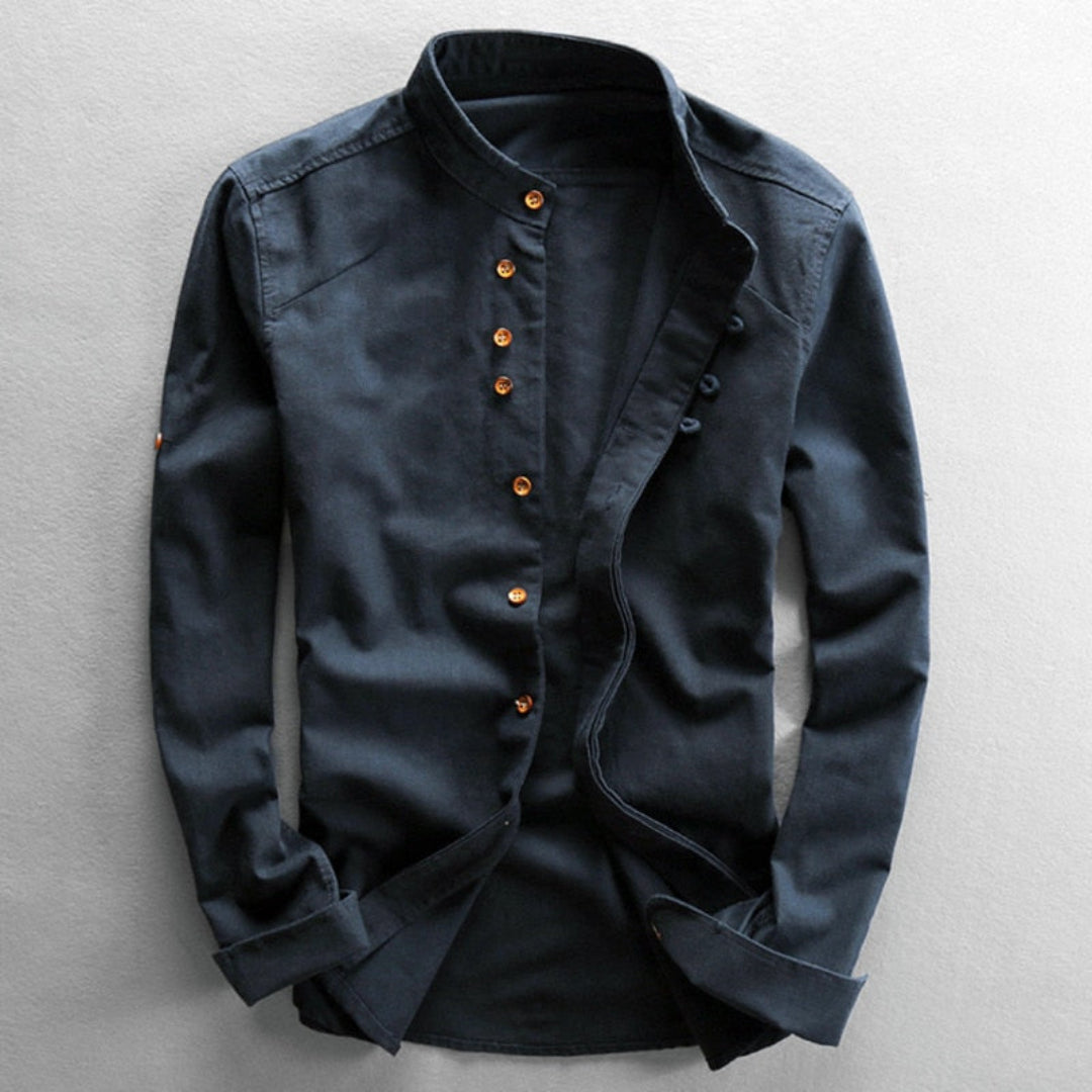 DANTE – Camicia Uomo in Lino con Collo Coreano