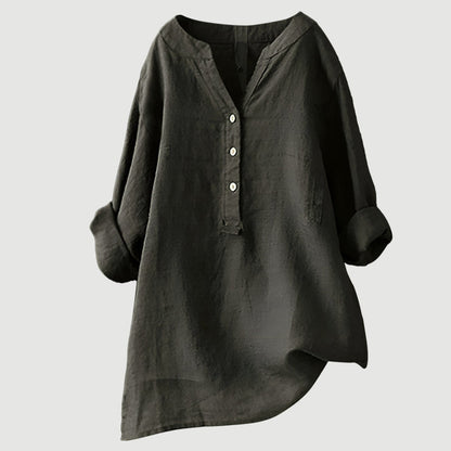 RAVENNA – Blusa Donna Oversize con Scollo a V e Bottoni