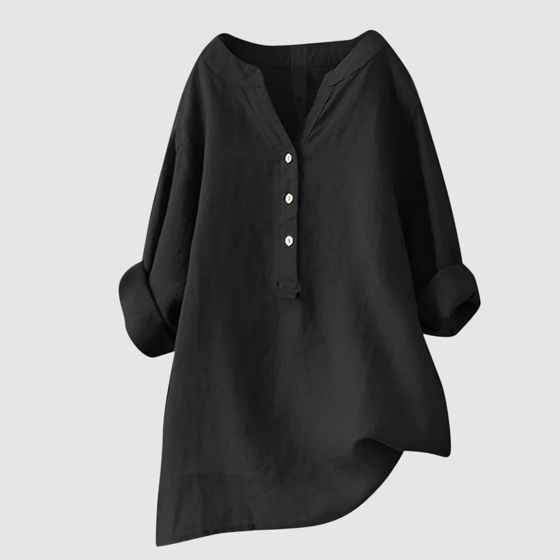 RAVENNA – Blusa Donna Oversize con Scollo a V e Bottoni
