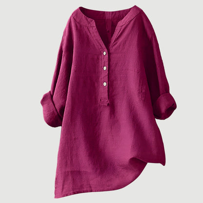 RAVENNA – Blusa Donna Oversize con Scollo a V e Bottoni