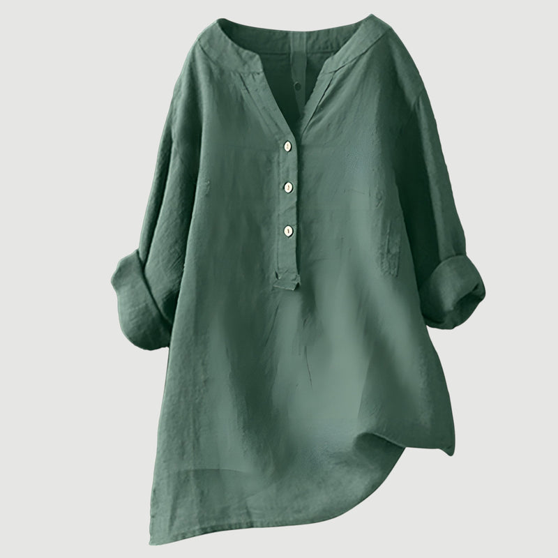 RAVENNA – Blusa Donna Oversize con Scollo a V e Bottoni