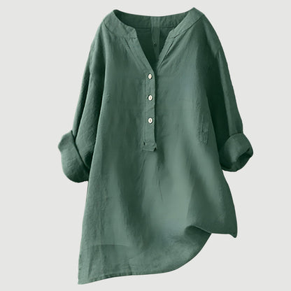 RAVENNA – Blusa Donna Oversize con Scollo a V e Bottoni