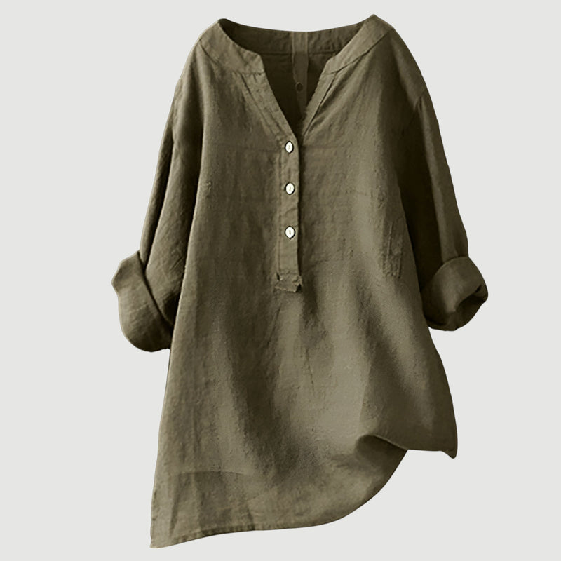 RAVENNA – Blusa Donna Oversize con Scollo a V e Bottoni