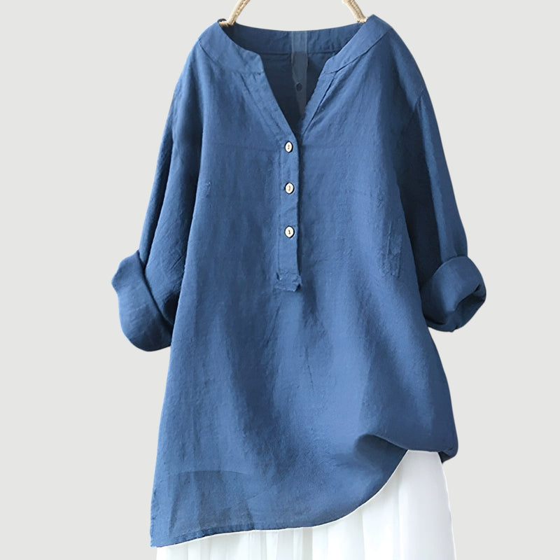 RAVENNA – Blusa Donna Oversize con Scollo a V e Bottoni