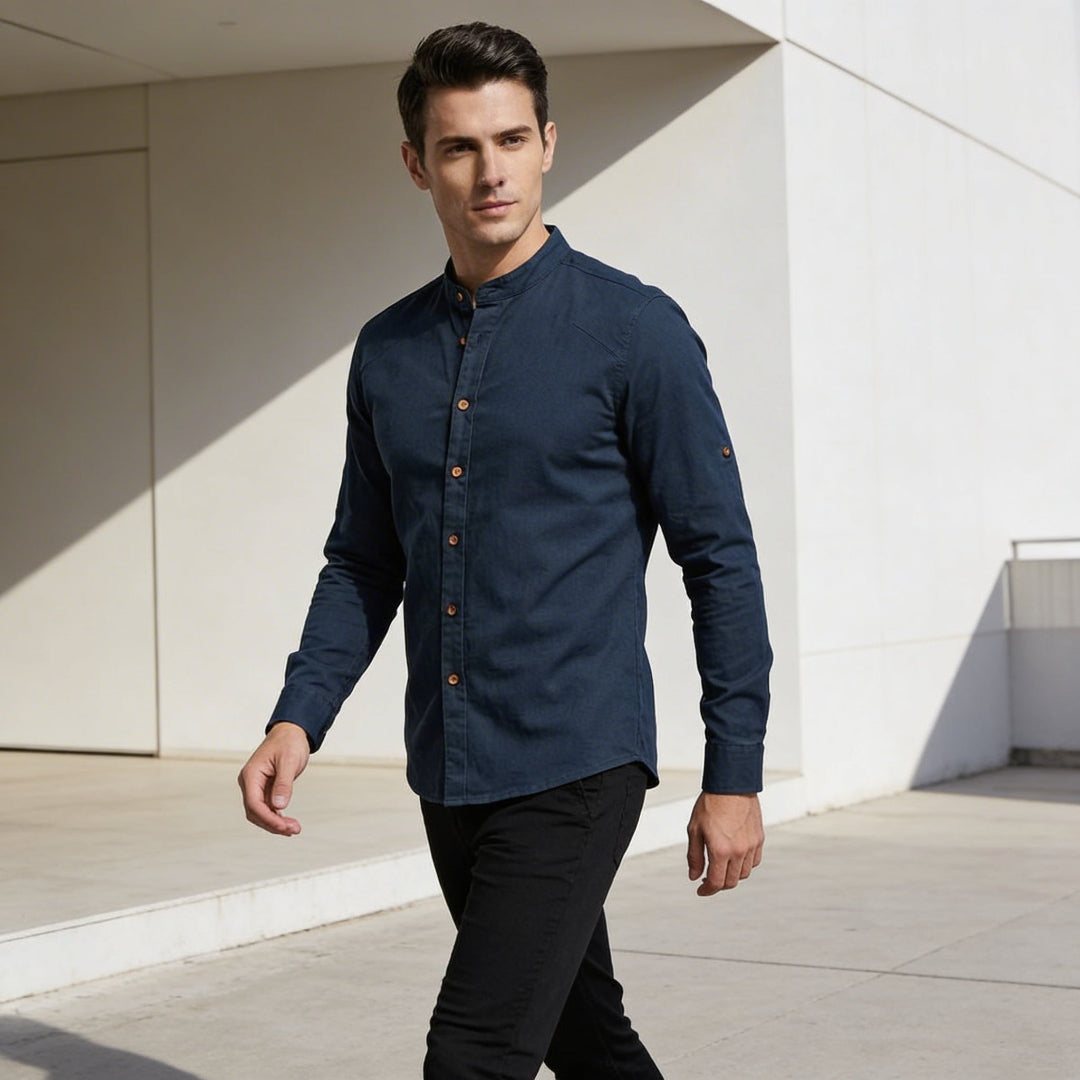 DANTE – Camicia Uomo in Lino con Collo Coreano