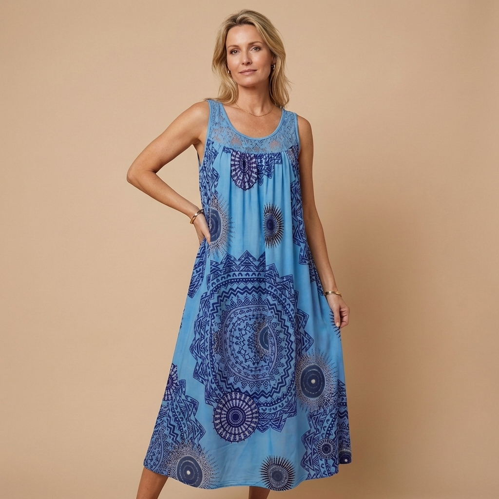 AGRIGENTO – Vestito Lungo Donna con Stampa Mandala