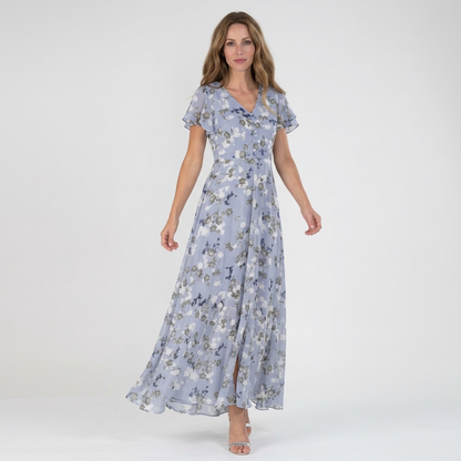 LEONORA – Vestito Lungo Donna in Chiffon con Stampa Floreale