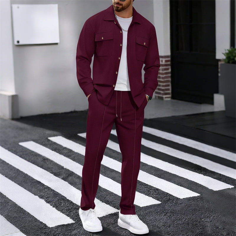 LEANDRO – Completo Uomo Camicia e Pantalone in Waffle