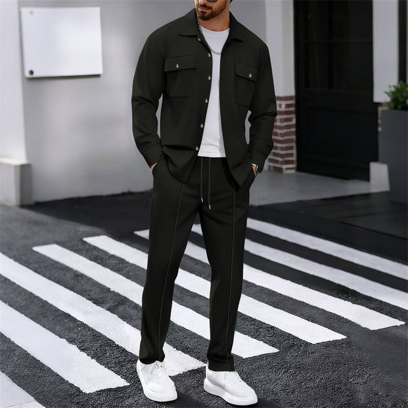 LEANDRO – Completo Uomo Camicia e Pantalone in Waffle