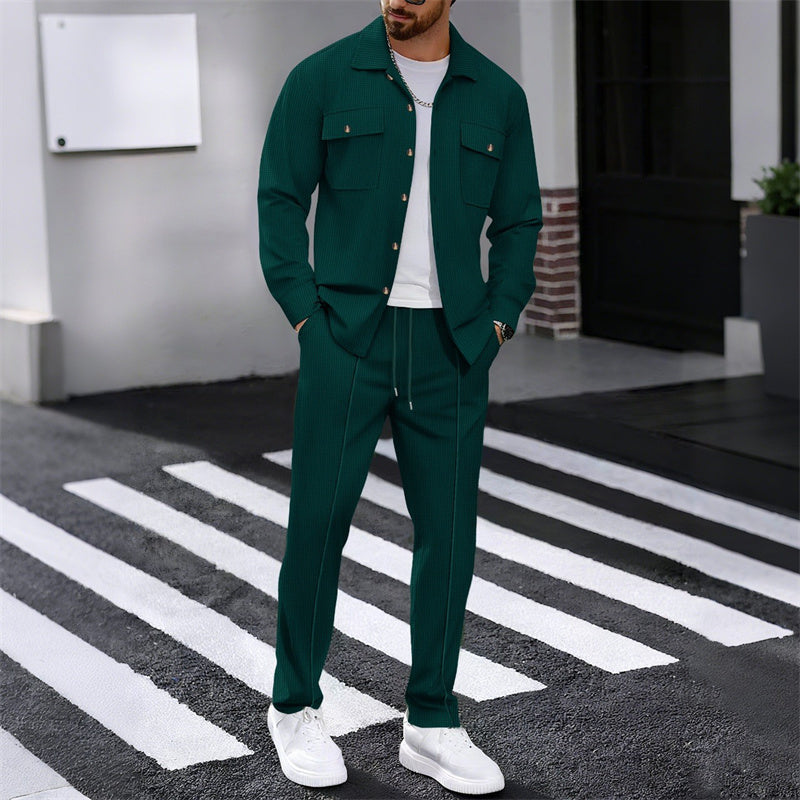 LEANDRO – Completo Uomo Camicia e Pantalone in Waffle